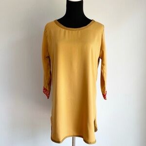 FEEL Mustard Embroidered Boho Kurti Tunic Blouse